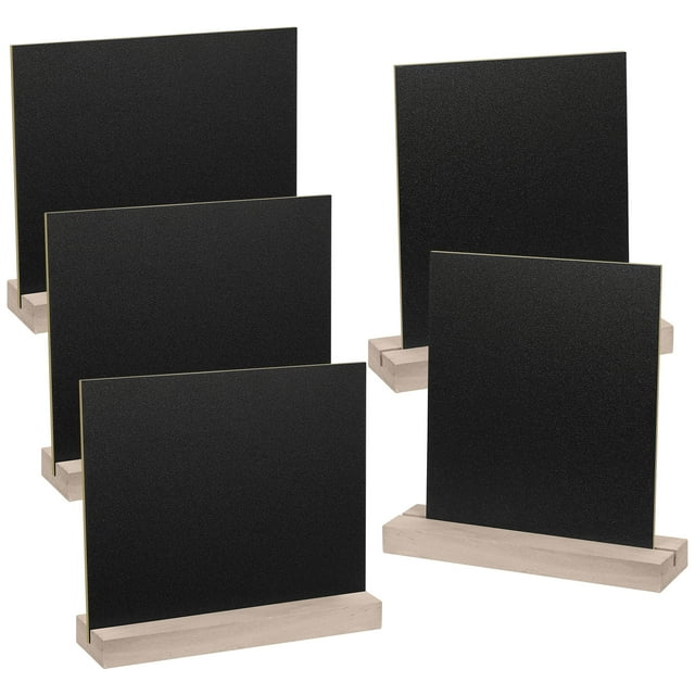 MasteelfCA SUPVOX 5 Sets Tabletop Chalkboard Signs with Wood Stands Double-Sided Mini Message Signs for Party Banquet Wedding