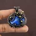thumbnail image 2 of Natural Lapis Lazuli Gemstone Handmade Copper Wire Wrap Pendant 2.17", 2 of 4