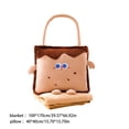 thumbnail image 2 of Brown 2-In-1 Pillow Blanket Cartoons Handheld Plush Quilt Office Nap Pillow 15.75X15.75 Inches 39.37X66.93 Inches Polyester, 2 of 6