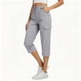 thumbnail image 5 of Stamzod Cargo Capris for Women Outdoor Athletic Travel Cropped Cargo Pants Casual Capri Pants with Pockets Gray-4 S, 5 of 8