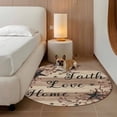 thumbnail image 3 of Retro Country Stars Washable Round Area Rug 3.3 ft, Faith Love Home Berries Farmhouse Brown Striped, Soft Non Slip Rugs Stain Repellent Indoor Felt Carpet for Living Dining Room Bedroom Home Office, 3 of 9