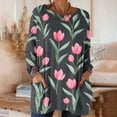 thumbnail image 4 of HOMBOM Womens Summer Shirts Blouse Crew Neck Floral Lightweight Tops for Ladies Long Sleeve, 4 of 7