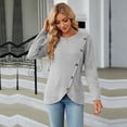 thumbnail image 2 of SWSMCLT Women's Soft Pullover Sweaters Long Sleeve Top Knit Tshirt Button Lightweight Dressy Sweater Asymmetric Fall Fashion Light Grey Small, 2 of 5