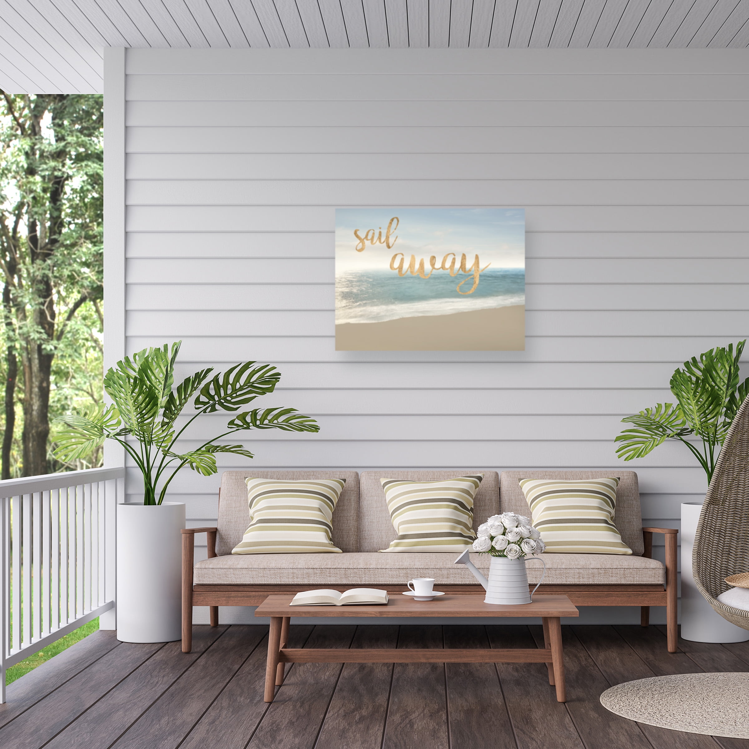 James Mcloughlin 'Beach Sail Away' Outdoor Canvas 35x47