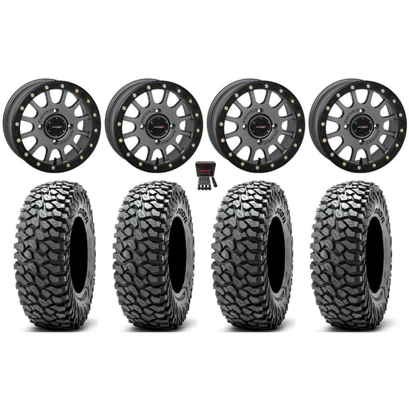System 3 SB-5 15" Wheels Grey 35" RocScraper Tires Polaris RZR XP 1000 / PRO XP / Ranger XP 900/1000