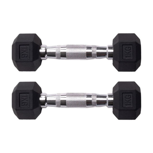 Par de Mancuernas hexagonales Unifitness Negro de 1 kg