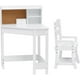 thumbnail image 1 of Escritorio y Silla para Estudio Infantil, Mesa Esquinera Blanca con Silla Ajustable, Panel de Corcho, Portalápices y Repisa, 1 of 8
