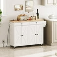 thumbnail image 2 of HOOBRO 43.3" Rolling Kitchen Island with Charging Station Kitchen Island Cart with Spice Rack and Hooks Kitchen Living Room White and Natural WN11UZD01, 2 of 9