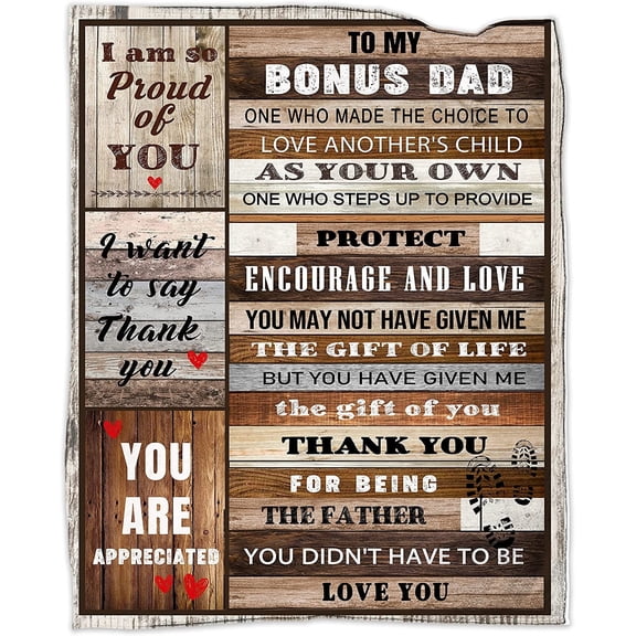 Step Dad Gifts, Bonus Dad Blanket 50''''x60'''', Step Dad Gifts from Daughter, Birthday Bonus Dad Gifts Fathers Day Soft Cozy Flannel Throw Blanket Stepped Up Dad Blanket