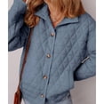 thumbnail image 6 of Female Quilted Jacket Casual Winter Open Front Button Down Puffer Coat Outwear Cardigan Navy Blue XXL, 6 of 8