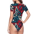thumbnail image 4 of Daiia Geometric Elements print Women's Crew Neck Short Sleeve Bodysuit Fashion Tops Fit Casual Basic Extender Bodysuit-XX-Large, 4 of 9
