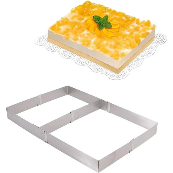 Adjustable Mousse Ring For Baking Stainless Steel Rectangle Shaped Cake Mold Different Size Cookie Cutter 10-20 Inch - Send Goods From Local Warehous