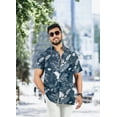 thumbnail image 3 of LA LEELA Men's Hawaiian Shirts Short Sleeve Button Down Shirt Men's Vacation Shirts Summer Beach Casual Tropical Shirts for Men Funny 3XL Regal, Floral, 3 of 5