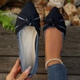 thumbnail image 3 of Women’s Wide Fit Breathable Knit Flats Slip On Shoes, Comfortable Low Heel Bow Detail Work Shoes, Lightweight Stretchy Loafers for Office Casual Daily Wear, 3 of 8