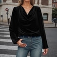 thumbnail image 2 of EDFBUYKRS Fall 2026! Suokom Blouses for Women Casual Button-Down Shirts Long Sleeve Roll up Collar Color Block Long Shirts with Pocket Fall Fall Womens Basic Tunic Tops Blouses Tees Xxxl, 2 of 8