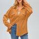 thumbnail image 2 of Camisa con bolsillos de color liso para mujer: top de punto holgado de manga larga, poliéster, versátil para primavera/otoño, tallas US 4-12, EU 34-42, 2 of 7