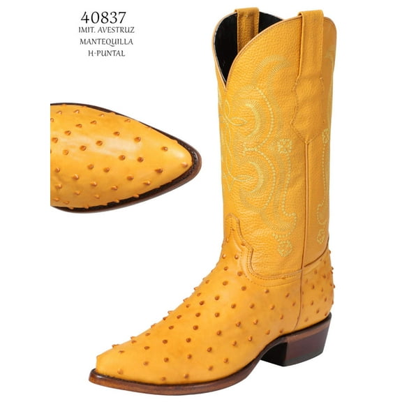El Señor de los Cielos Men’s Western Boot - Ostrich Print Leather - Butter 40837