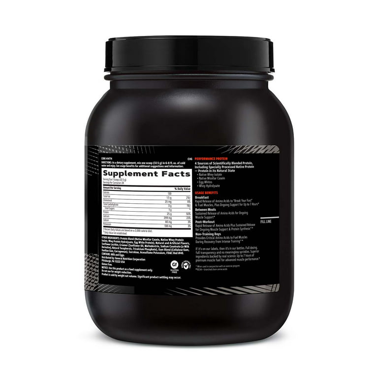 GNC AMP Sustained Protein Blend, Targeted Muscle Building and Exercise  Formula, 4 Protein Sources with Rapid & Sustained Release, Gluten Free, Fruity Crisps