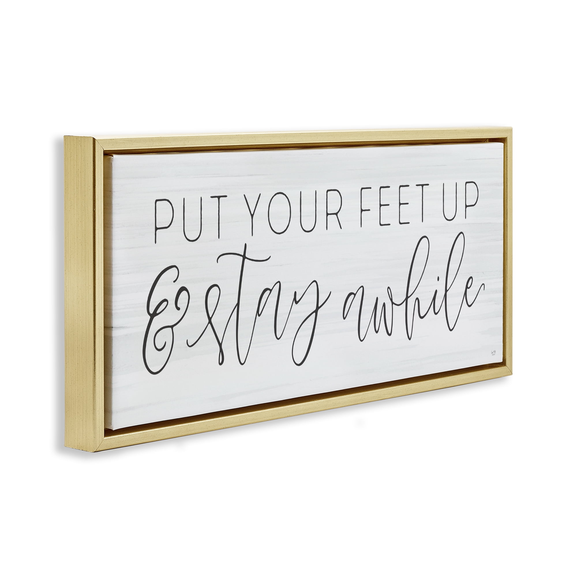 Stupell Industries Put Your Feet Up Gold Framed Floater Canvas Wall Art, design by Lux + Me Designs