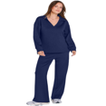 thumbnail image 2 of LYMAYTER S-2XL Women ‌Long Sleeve Sets V-Neck Sweatshirt Wide-Leg Joggers Sets Casual Cozy Outfit, 2 of 9