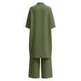thumbnail image 5 of Mifsaly Two Piece Linen Sets for Women Open Front Long Cardigan and High Waisted Wide Leg Jumpsuits with Pockets Lightweight Flowy Summer Casual Vacation Matching Outfits Green,S, 5 of 8