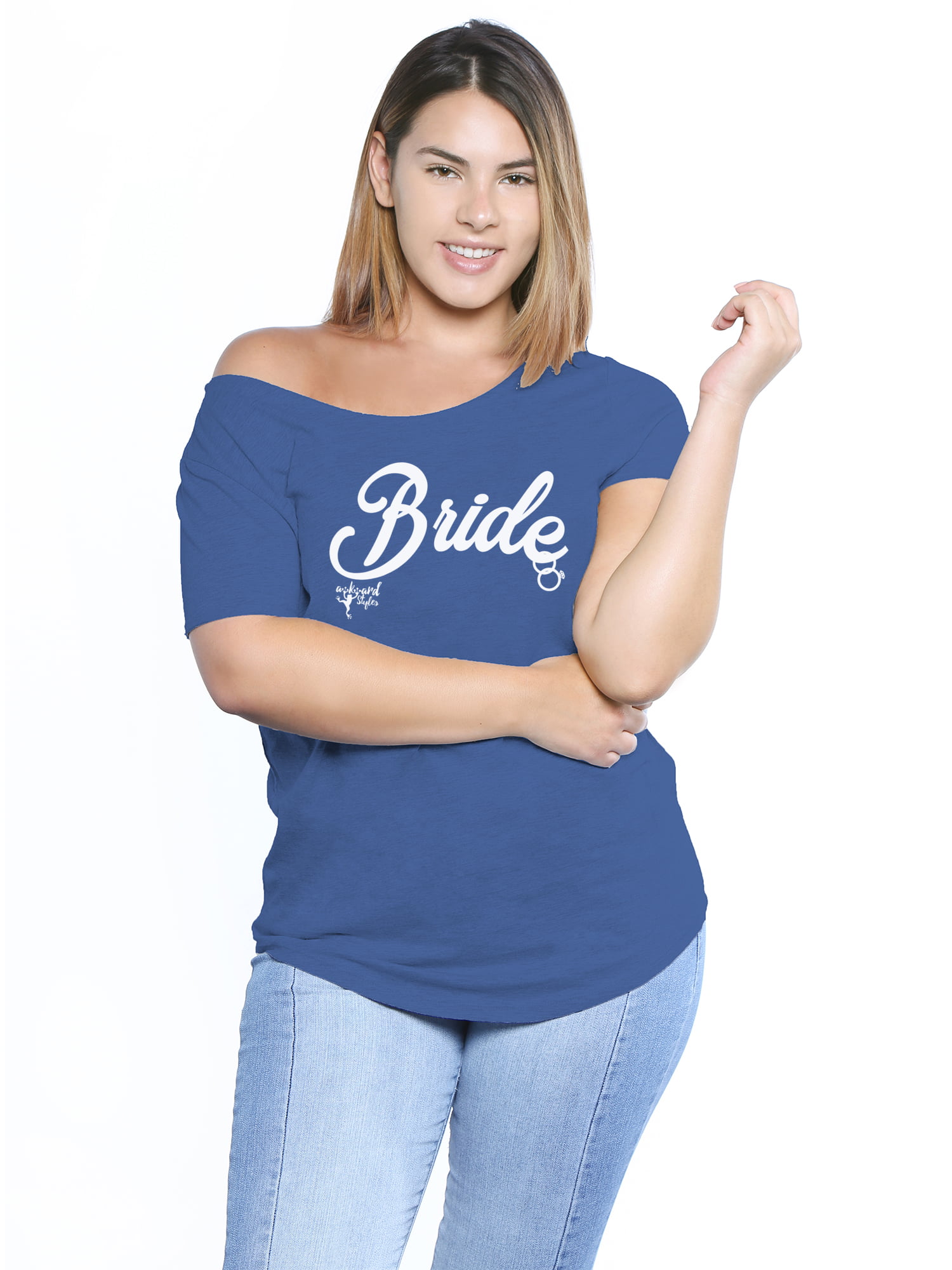 Nautical Bride Shirt Nautical Beach Wedding Aqua Blue print Slouchy Oversized Tee Shirt