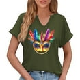 thumbnail image 6 of Craaazy Mardi Gras Shirts for Women Short Sleeve Casual Carnival Printed V-neck T-shirts Gifts, 6 of 6