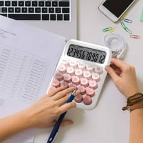 Under $5 Colorful Calculator, 12-Digit Desktop Calculator with Large Lcd Display, Big Buttons & Auto Sleep Function, Aesthetic Calculator, Pink, by Goohae