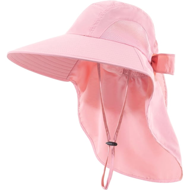 Womens Sun Hat UV Protection, Foldable Waterproof Wide Brim Bucket Hats with Neck Flap for Summer Beach Fishing Hiking