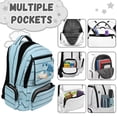 thumbnail image 7 of FKELYI Kids Backpack for Girls Boys Schoolbag Blue Stripe Sea Turtle Print 17 Inch School Bookbag with Multi-Pockets Travel Rucksack Knapsack for Hiking Camping, 7 of 7