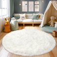thumbnail image 3 of Beige Round Rugs,4 ft Fluffy Shag Area Rug for Kids Baby Bedroom,Soft Circle Plush Rugs for Living Room,Non-Slip Indoor Carpet for Nursery,Study Room,Dressing Room,Home Decor, 3 of 8