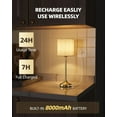 thumbnail image 2 of Rechargeable Table Lamp, 2-Pack, 8000mAh, Dimmable, Ambient Light, 2700K, Touch Control, Portable, LED, Wireless, Cordless, Battery Operated, Desk Lamp, Kitchen Lamp, Fabric Shade, for Dining Room, 2 of 8