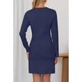 thumbnail image 3 of YOGAFOX Women's Button Mini Sweater Dress Formal Long Sleeve Bodycon（Navy,XL）, 3 of 5