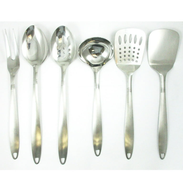 SS Steel Serving Tools for Kitchen Serving Spoons Set of 6 Different Pcs US