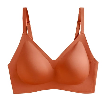 Gnurob Wirefree Bra for Womens Seamless Push Up Bras Full Support Bralette Lightly Lined Cups Brassiere Beauty Back Smoothing Bralettes with Removable Cup Clearance Saving Red X-Large