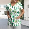 thumbnail image 2 of COMVALUE Print Scrubs for Women Nurse Vet Pediatric with Design Fit Plus Size Scrub Tops 2026 Spring Summer Scrub Shirts (Green, XXL), 2 of 5