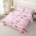 thumbnail image 3 of Erosebridal Pink Cherry Bowtie Twin Quilt Set for Girls, Princess Style Twin Coverlet Set, 2 Pieces 1 Quilt and 1 Pillowcase, 3 of 7