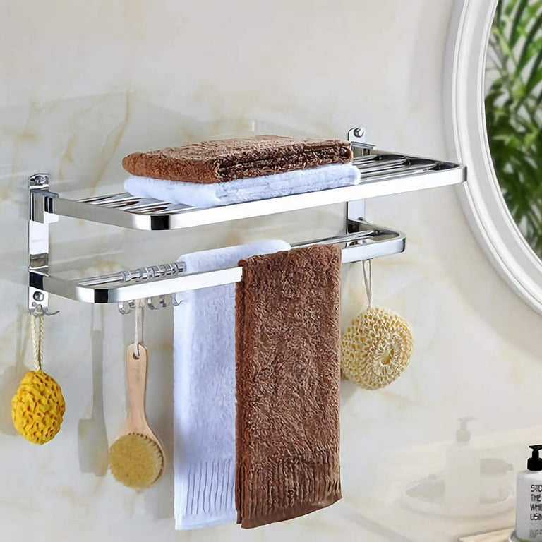 Self-Adhesive Bathroom Towel Rack Wall Mounted Aluminum Double Bar Towel  Holder Kitchen Bathroom Accessories Towel Hanger