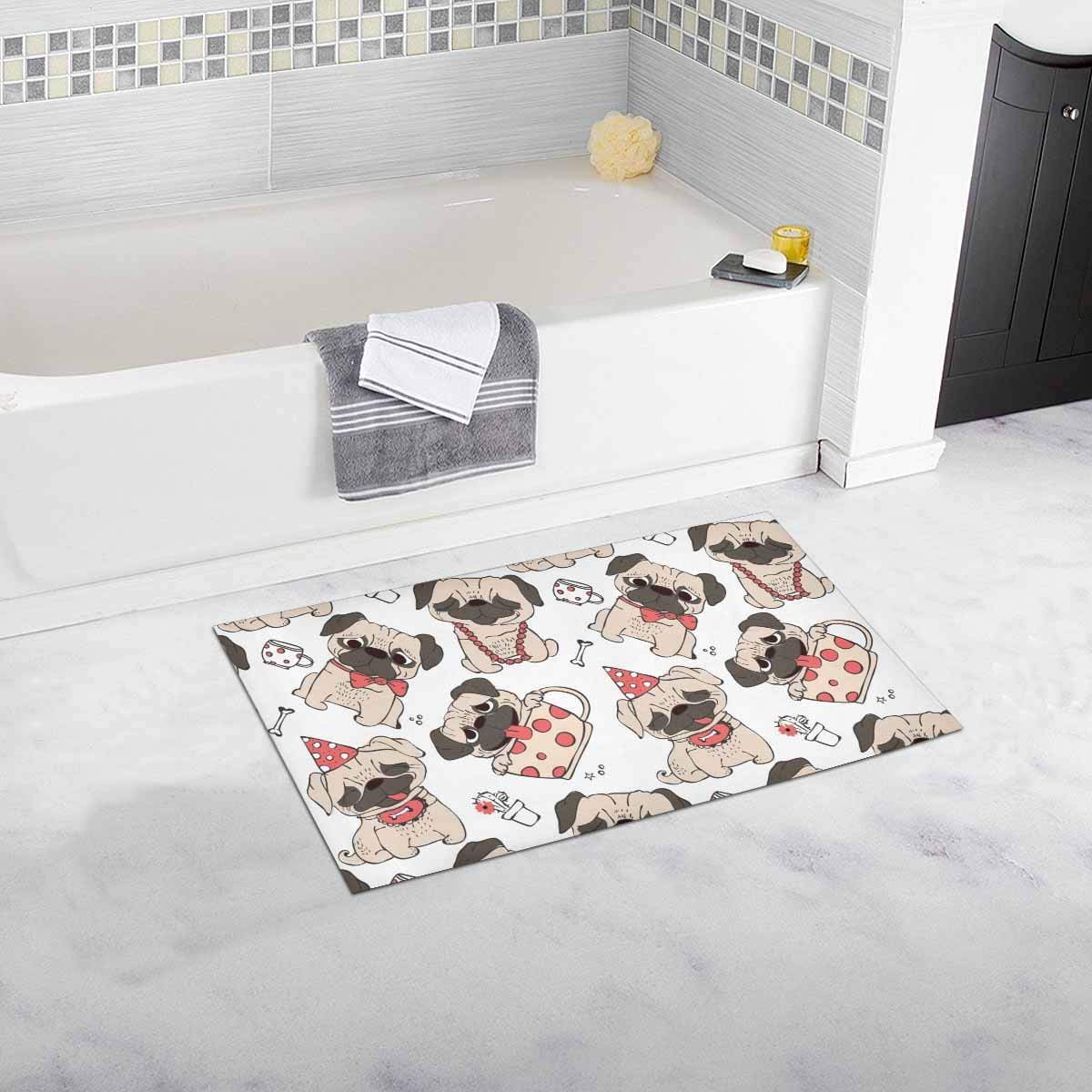 CADecor Seamless Dog Pug Bath Rug Doormat Floor Rug 30x18 inches