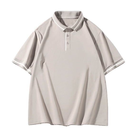 DayScoop Plus Size T-Shirt for Men Casual T Shirt Solid Color Summer Fashion Short Sleeve Button Breathable Big & Tall Tops