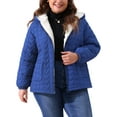 thumbnail image 1 of Abrigo Plus Size GRACE & GRANDEUR para Mujeres, Chaqueta Puffer Ligera con Capucha, Bolsillos, Acolchada, Cierre Completo, Abrigos de Invierno 1X Azul Real, 1 of 1