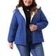 thumbnail image 1 of Abrigo Plus Size GRACE & GRANDEUR para Mujeres, Chaqueta Puffer Ligera con Capucha, Bolsillos, Acolchada, Cierre Completo, Abrigos de Invierno 1X Azul Real, 1 of 1