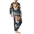 thumbnail image 2 of Yiaed Astronaut Cat Print Men’s Pajamas Set - Long Sleeve Button Down Sleep Shirt and Pajama Bottoms Sleepwear Set Mens Pjs Sets Men's Pajama Bottoms-Medium, 2 of 7