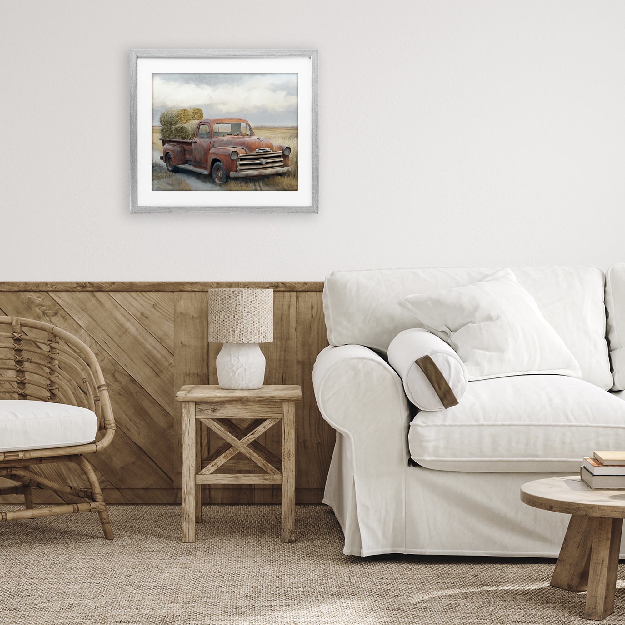Stupell Industries Hay Time Farm Truck Load Gray Framed Print Under Glass, design by Kim Allen