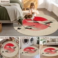 thumbnail image 5 of Round Area Rug 3 Ft, Vintage Birds Red Sun Washable Non-Slip Circle Carpet for Living Room/Bedroom, Retro Art Animals Rustic Low-Profile Small Floor Mats Collection Rugs for Indoor, 5 of 8