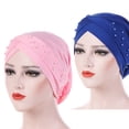 thumbnail image 1 of Travelwant Women Hijab Beading Pre-Tied Twisted Braid Turban Hat Head Scarf Cancer Chemo Beanies Headwear Headwrap Cap, 1 of 7