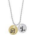thumbnail image 1 of Delight Jewelry Goldtone Large Disc Letter - B - 3/4'' Silvertone Script Initial Disc - L - Charm Necklace, 20"+3", 1 of 4