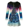 thumbnail image 3 of Patlollav Womens Christmas Christmas Tree Print Long Sleeve Dress Multicolor S, 3 of 6