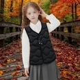 thumbnail image 3 of Warm Jacket Cotton Vest Unisex Kids Padded Waistcoat Sleeveless Vest (Black 1-2Years), 3 of 8