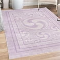 thumbnail image 1 of Geometric Decorative Rug, Whirling Look Abstract Circle Design Rounds Pattern in Soft Colors Print, Quality Carpet for Bedroom Dorm and Living Room, 6 Sizes, Mauve and Off White, by Ambesonne, 1 of 4
